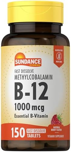 Sundance B12 Methylcobalamin 1000 Mcg 150 Fast Dissolve Tablets Natural Berry Flavor Vegetarian Nongmo And Gluten Essential Vitamin Supplement