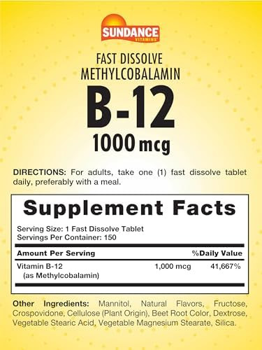 Sundance B12 Methylcobalamin 1000 Mcg 150 Fast Dissolve Tablets Natural Berry Flavor Vegetarian Nongmo And Gluten Essential Vitamin Supplement