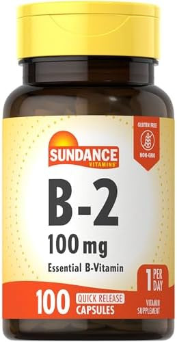 Sundance Vitamin B2 100Mg 100 Capsules Essential Vitamin Supplement Nongmo And Gluten Formula