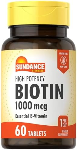 Sundance High Potency Biotin 1000 Mcg Supplement Essential B Vitamin Tablets Vegetarian Nongmo & Gluten