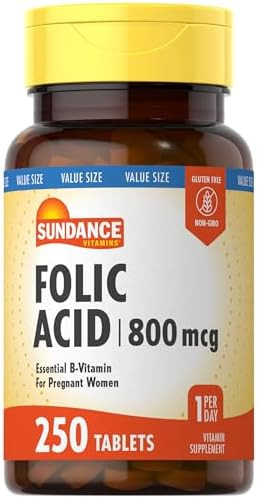 Sundance Folic Acid 800 Mcg 250 Vegetarian Tablets Essential Bvitamin Vegetarian Nongmo And Gluten Supplement