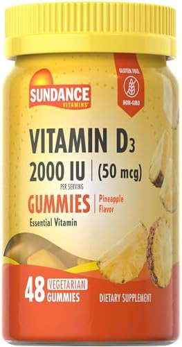 Sundance Vitamin D3 Gummies 2000 Iu 48 Count Pineapple Flavor Vegetarian Nongmo And Gluten Supplement