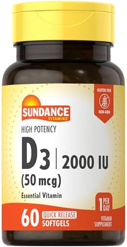 Sundance Vitamin D3 2000 Iu 60 Quick Release Softgels High Potency Nongmo And Gluten Supplement