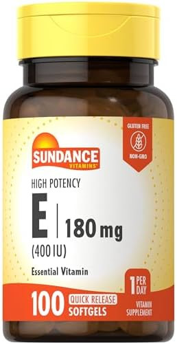 Sundance Vitamin E 180Mg (400 Iu) 100 Quick Release Softgels High Potency Formula Nongmo And Gluten Supplement