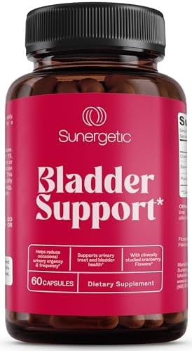 Sunergetic Premium Bladder Support Supplement “ Bladder Control Supplement For Occasional Urinary Urgency Frequency & Leakage “ With Clinically Studied Cranberry Pumpkin & Saw Palmetto 60 Capsules