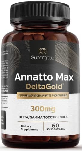 Sunergetic Premium Annatto Tocotrienol Supplement “ With Deltagold “ Tocotrienols Vitamin E 300 Mg “ Supports Liver Immune & Heart Health Delta + Gamma Tocotrienols (30 Liquid Capsules)