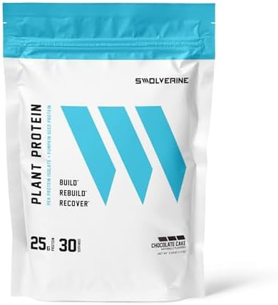 Swolverine Plant Protein 100% Vegan Plantbased Protein Powder Pea Protein Isolate Pumpkin Seed Protein 22G Protein 30 Servings Chocolate Cake Flavor (Chocolate Cake)