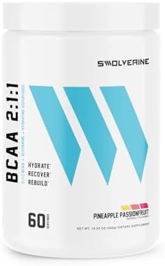 Swolverine Bcaa 2:1:1 Electrolyte Recovery Drink Branched Chain Amino Acids With Lglutamine Hydrating Formula (60 Servings) (Pineapple Passionfruit)