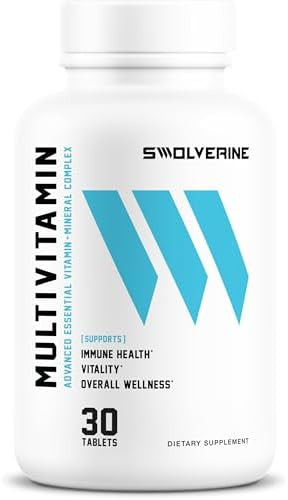 Swolverine Multivitamin For Men & Women “ High Potency Daily Vitamins With Bcomplex Antioxidants Minerals Inositol & Paba “ Energy Immune Metabolic & Performance Support (30 Tablets)