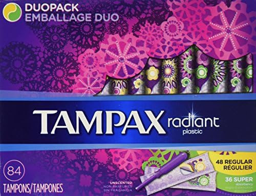 Tampax Radiant Plastic Tampons Duo Pack Unscented 84 Count