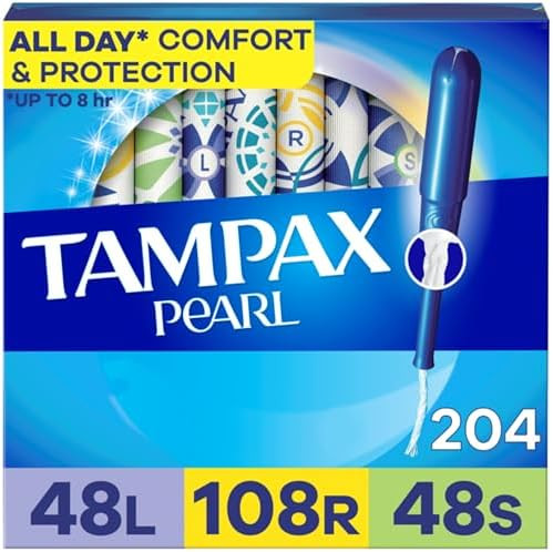 Tampax Pearl Tampons For Women Multipack With Leakguard Braid Light/Regular/Super Absorbency Unscented 47 Count