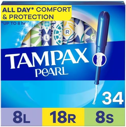 Tampax Pearl Tampons Multipack Light/Regular/Super Absorbency With Leakguard Braid Triple Pack Unscented 34 Count