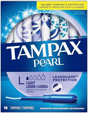 Tampax Pearl Tampons Light Absorbency With Leakguard Braid Unscented 18Count