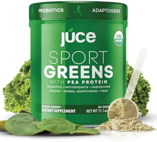 Terra Kai Organics Juce Sr7 Sport Reds Organic Fruit & Veggies W/Pea Protein 43 Superfoods Antioxidants Mushrooms Beets Herbal Adaptogens Probiotic Fiber Garden Berry Flavor (30 Servings)