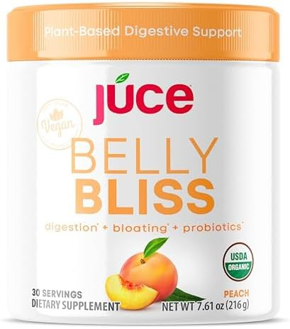 Terra Kai Organics JãºCe Belly Bliss Peachy Greens 30 Servings Probiotics + Greens Bloating Support With Plantbased Digestive Enzymes Dietary Supplement Powder By Terra Kai Organics