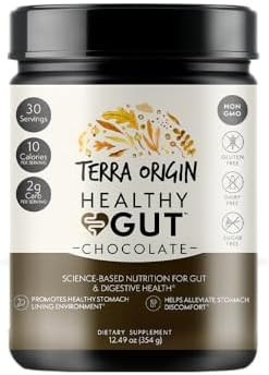 Terra Origin Healthy Gut Peach Banana 30Servings With Lglutamine Zinc Glucosamine Slippery Elm Bark Marshmallow Root And More