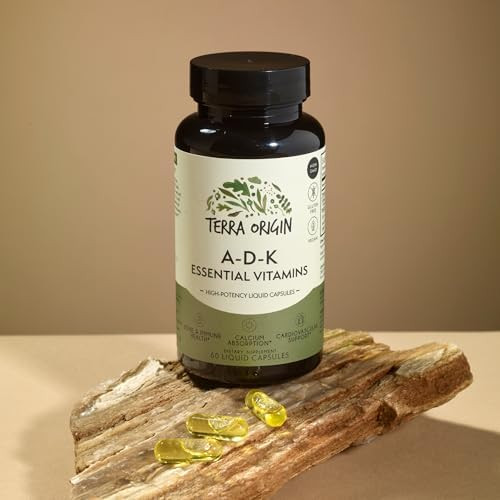 Terra Origin Adk Essential Vitamin Supplement 60 Liquid Capsules High Potency Vitamin A D 5000 Iu K1 And K2 Non Gmo Gluten Vegan Made In Usa