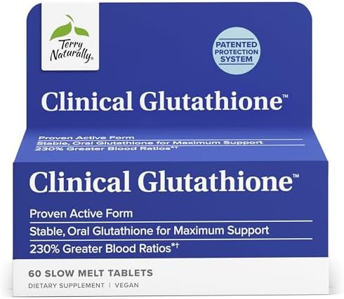 Terry Naturally Clinical Glutathione Antioxidant Supplement For High Absorption Dietary Supplement With Lglutathione Vegan To Support Cell Health 60 Slow Melt Tablets