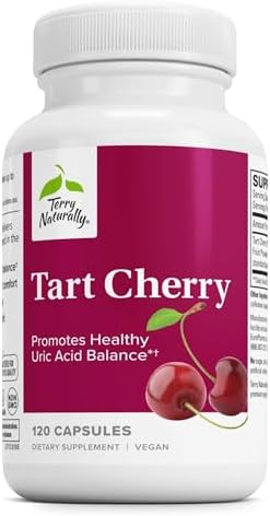 Terry Naturally Tart Cherry Antioxidant Supplement To Support Healthy Uric Acid Balance & Joint Health Nutritional Supplement Dietary Supplement To Aid Recovery After Exercise 120 Capsules