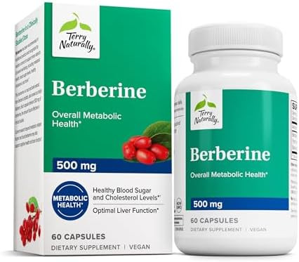 Terry Naturally Berberine Dietary Supplement With Berberine Liver Health Supplement For Metabolism Support Joint Health Support For Men & Women 60 Capsules