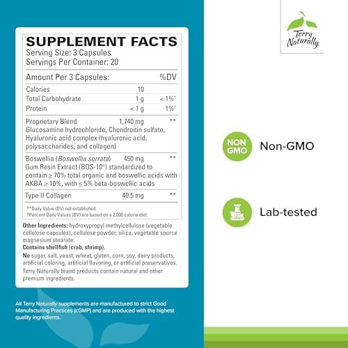 Terry Naturally Be Mobile Collagen Supplement For Joint Health Support Dietary Supplement With Boswellia Extract & Type Ii Collagen Lower Back & Knee Support 60 Capsules