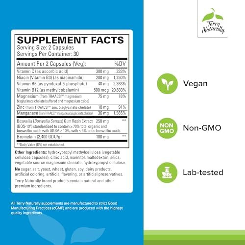 Terry Naturally Healthy Ligaments & Tendons Dietary Supplement For Connective Tissue & Joint Lubrication Support Nongmo Formula To Aid Ligament & Muscle Health 60 Capsules 2 Pack