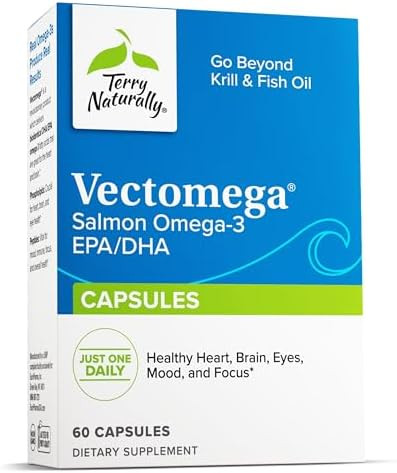 Terry Naturally Vectomega Dietary Supplement With Epa & Dha Omega3 Capsules For Brain & Heart Health Support Nutritional Supplement With Essential Fatty Acids & Peptides 60