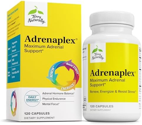Terry Naturally Adrenaplex Adrenal Gland Function Supplement Glandular Support With Vitamins C & B6 Dietary Supplement To Support Healthy Adrenal Function 120 Capsules
