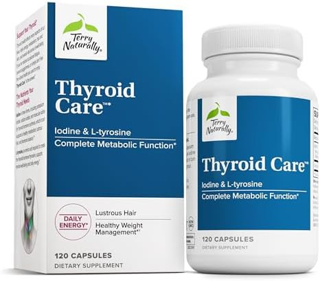 Terry Naturally Thyroid Care Immune Health & Energy Support Formula Nutritional Supplement With Iodine For Thyroid Health Support Wellness Supplement With Ltyrosine 120 Capsules