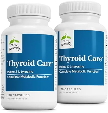 Terry Naturally Thyroid Care Immune Health & Energy Support Formula Nutritional Supplement With Iodine For Thyroid Health Support Wellness Supplement With Ltyrosine 120 Capsules (Pack Of 2)
