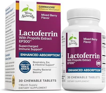 Terry Naturally Lactoferrin With Propolis Extract Ep300 Supplement For Immune Support Respiratory Ear & Intestinal Support 30 Tablets (30 Servings)