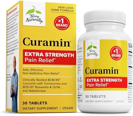 Terry Naturally Curamin Extra Strength Curcumin & Boswellia Supplement For Healthy Circulation Support Turmeric Supplement To Support Joints Muscle Health & Endorphin Production 60 Tablets
