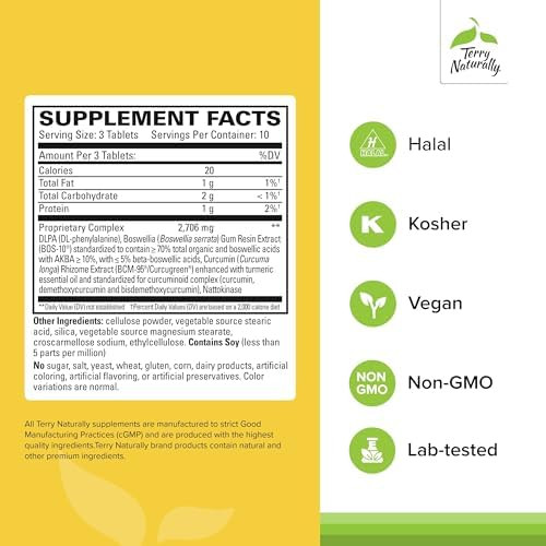 Terry Naturally Curamin Extra Strength Curcumin & Boswellia For Healthy Circulation Support Turmeric Supplement To Support Joints Muscle Health & Endorphin Production 30 Tablets (Pack Of 2)