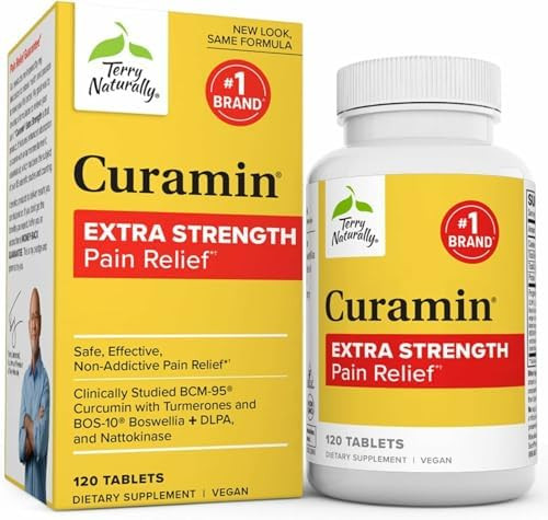 Terry Naturally Curamin Extra Strength Curcumin & Boswellia Supplement For Healthy Circulation Support Turmeric Supplement To Support Joints Muscle Health & Endorphin Production 120 Tablets