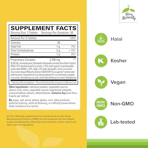 Terry Naturally Curamin Extra Strength Curcumin & Boswellia For Healthy Circulation Support Turmeric Supplement To Support Joints Muscle Health & Endorphin Production 60 Tablets (Pack Of 2)