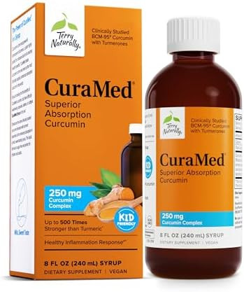 Terry Naturally Curamed Syrup Brain & Immune Health Support Supplement Curcumin Absorption Formula With Turmeric Essential Oil Gluten & Vegan Supplement 8 Fl Oz