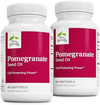 Terry Naturally Pomegranate Seed Oil Dietary Supplement To Support Cardiovascular Health Herbal Nongmo Supplement With Omega5 & Pomegranate Extract 60 Softgels 2 Pack