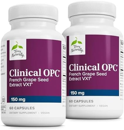 Terry Naturally Clinical Opc Cardiovascular Health & Focus Support Supplement Dietary Supplement With Grape Seed Extract & Sunflower Lecithin Immune Support Supplement 150 Mg 60 Softgels
