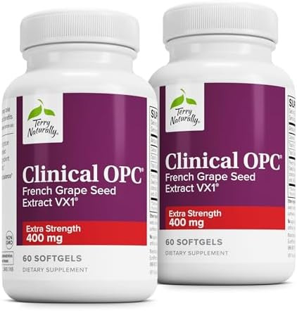 Terry Naturally Clinical Opc Extra Strength Cardiovascular Health & Focus Support Supplement With Grape Seed Extract Immune Support Supplement 60 Softgels (Pack Of 2)