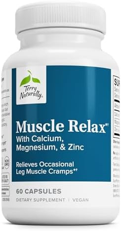 Terry Naturally Muscle Relax Supplement To Support Nervous System Muscle Relaxation & Sleep Muscle Relaxant Supplement With Calcium Magnesium & Zinc Respiratory Health Aid 60 Capsules