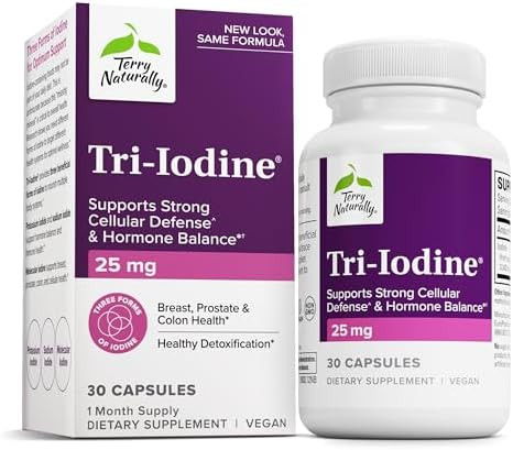 Terry Naturally Triiodine Dietary Supplement For Breast & Prostate Health Support Healthy Thyroid Function Supplement Aid 25 Mg 60 Capsules
