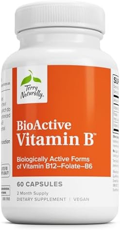 Terry Naturally Bioactive Vitamin B Aid Heart Health With Bioactive B Vitamins Supplement With Folate & Calcium B Complex Vitamin To Aid Nervous System Function 60 Capsules