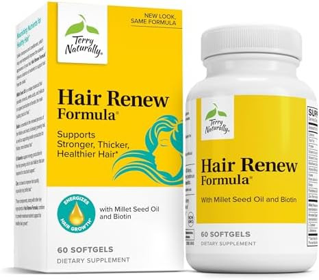 Terry Naturally Hair Re Formula Healthy Hair Growth Supplement With Biotin B Vitamins & Zinc Millet Seed Oil For Keratin Production Support & Stronger More Radiant Strands 60 Softgels