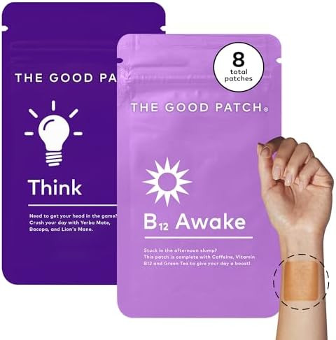 The Good Patch Weekday Hustle Duo Awake B12 With Caffeine And Vitamins To Help Promote Energy Think With Caffeine Yerba Mate To Support Focus (8 Total Patches)