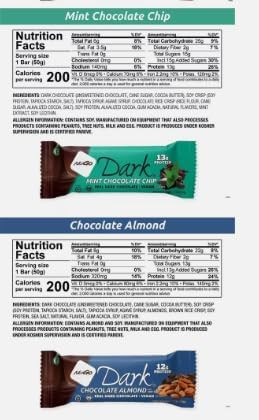 The Kitchen Queen Variety Pack Protein Dark Bars "Made For Nugo Nutrition " 12 Count “ Flavors: Chocolate Chip Pretzel Mint Mocha Peanut Butter Coconut Or Almond “ Kosher Pareve Dairy Vegan Gluten "The Kitchen Queen" Packaging