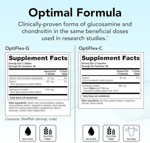 Theralogix Optiflex Complete 90Day Supply Glucosamine & Chondroitin Supplement Support Healthy Joint Function Joint Supplements For Women & Men Nsf 180 Caps & 180 Tabs