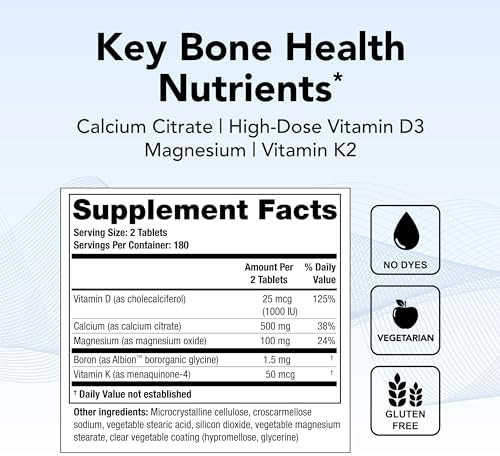 Theralogix Theracal D2000 Bone Health Support Supplement With Calcium Magnesium Vitamin D3 Vitamin K2 & Boron 90Day Supply Nsf 360 Tablets