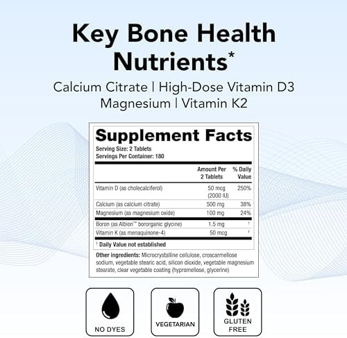 Theralogix Theracal D4000 Bone Health Support Supplement With Calcium Magnesium Vitamin D3 Vitamin K2 & Boron 90Day Supply Nsf 360 Tablets