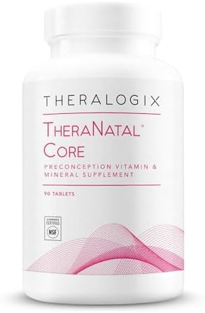 Theralogix Theranatal Core Preconception Vitamin Supplement 90Day Supply Prenatal Vitamins & Fertility Supplement For Women With Folate Vitamin D3 Choline & More Nsf 90 Tablets