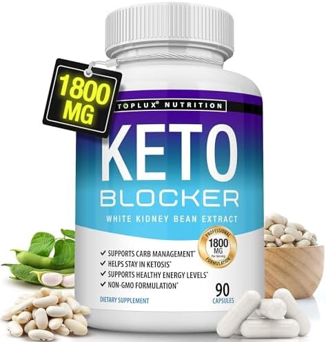 Toplux Keto Blocker Pills White Kidney Bean Extract 1800 Mg Natural Ketosis Support Keto Diet For Men Women 90 Capsules Supplement